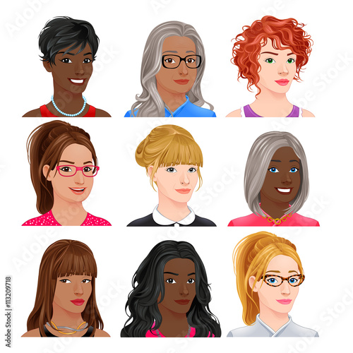 Different female avatars