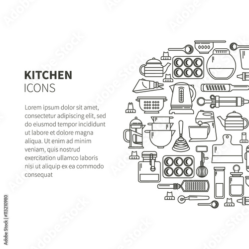 Linear icons kitchen form circle