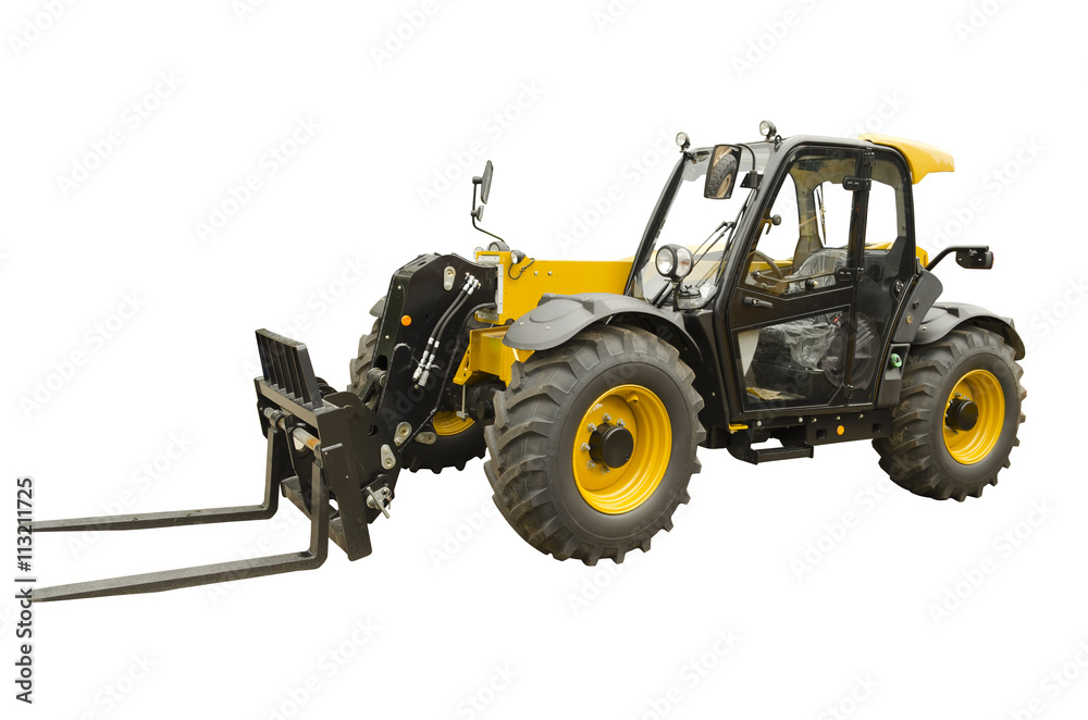 Fototapeta premium Telescopic handler isolated on a white background