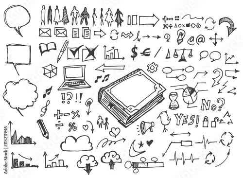 Business doodles sketch handrawn ink.
