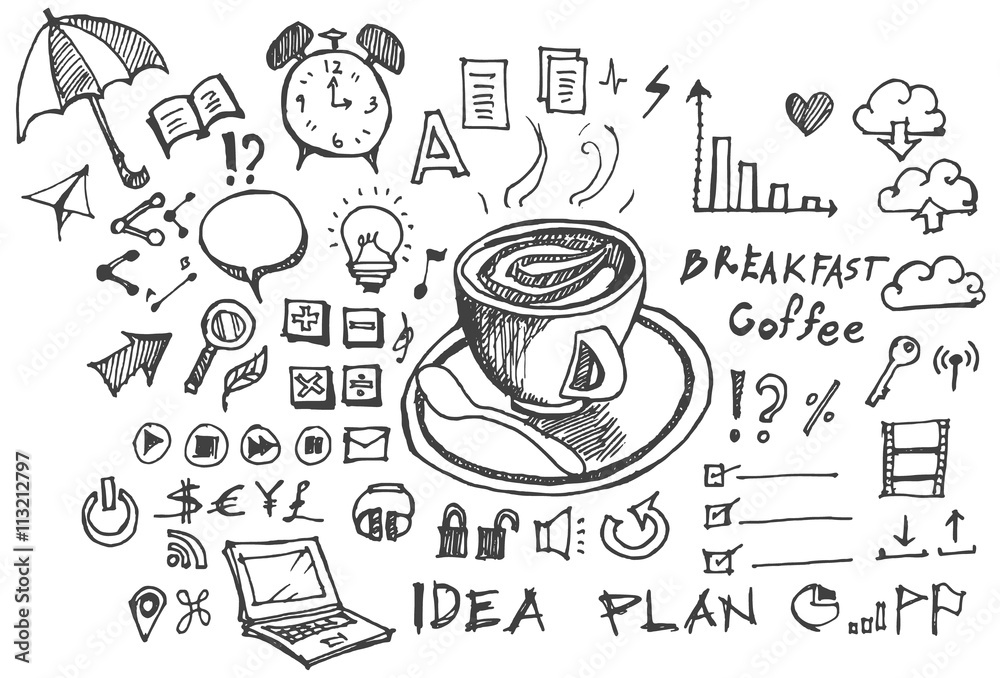 Business doodles sketch handrawn ink. Business doodles sketch handrawn ink.