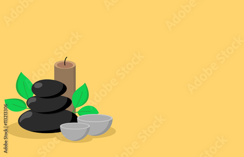 Spa stones and herbs banner design