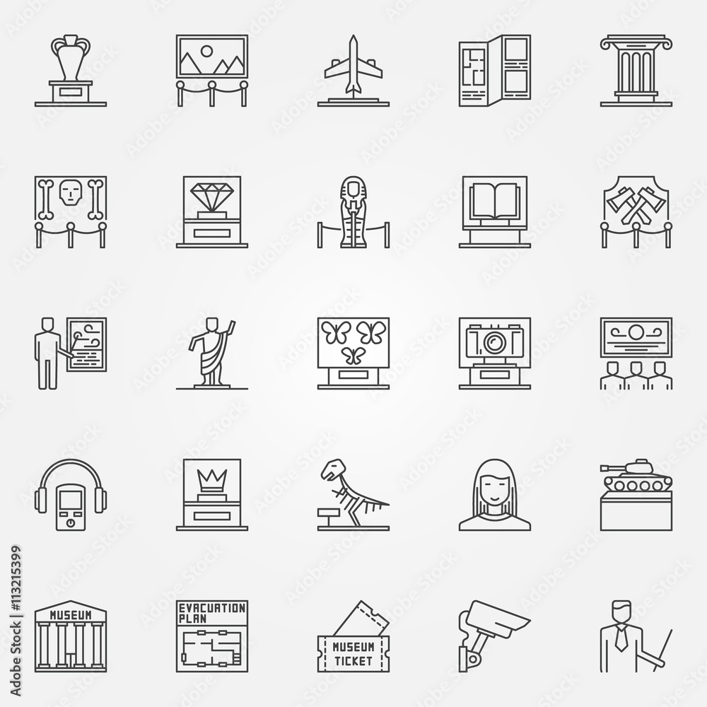Museum icons set