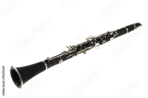 Obraz na płótnie clarinet in overwhite / overwhite portrait of clarinet - pavilion detail