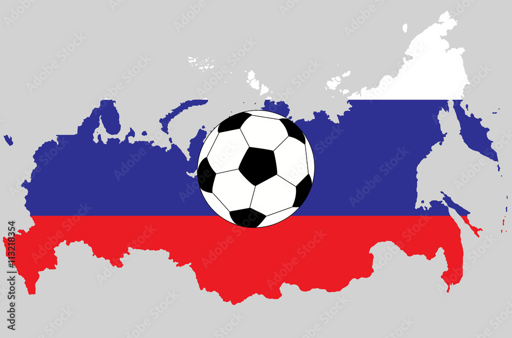 Russia flag map icon, flat style, Stock vector