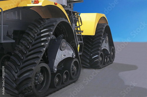 tractor outside with rubber crampons