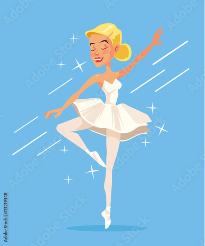 White ballerina. Vector flat cartoon illustration