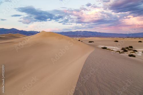 Sunset at Mesquite Flat Sand Dunes in Death Valley National Park  California  USA