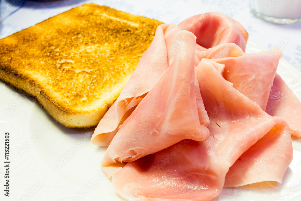 Sliced cooked ham