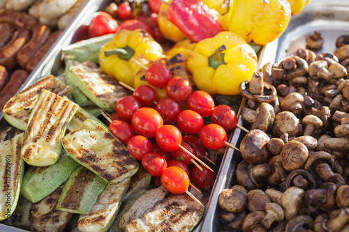  Grilled vegetables on a tray