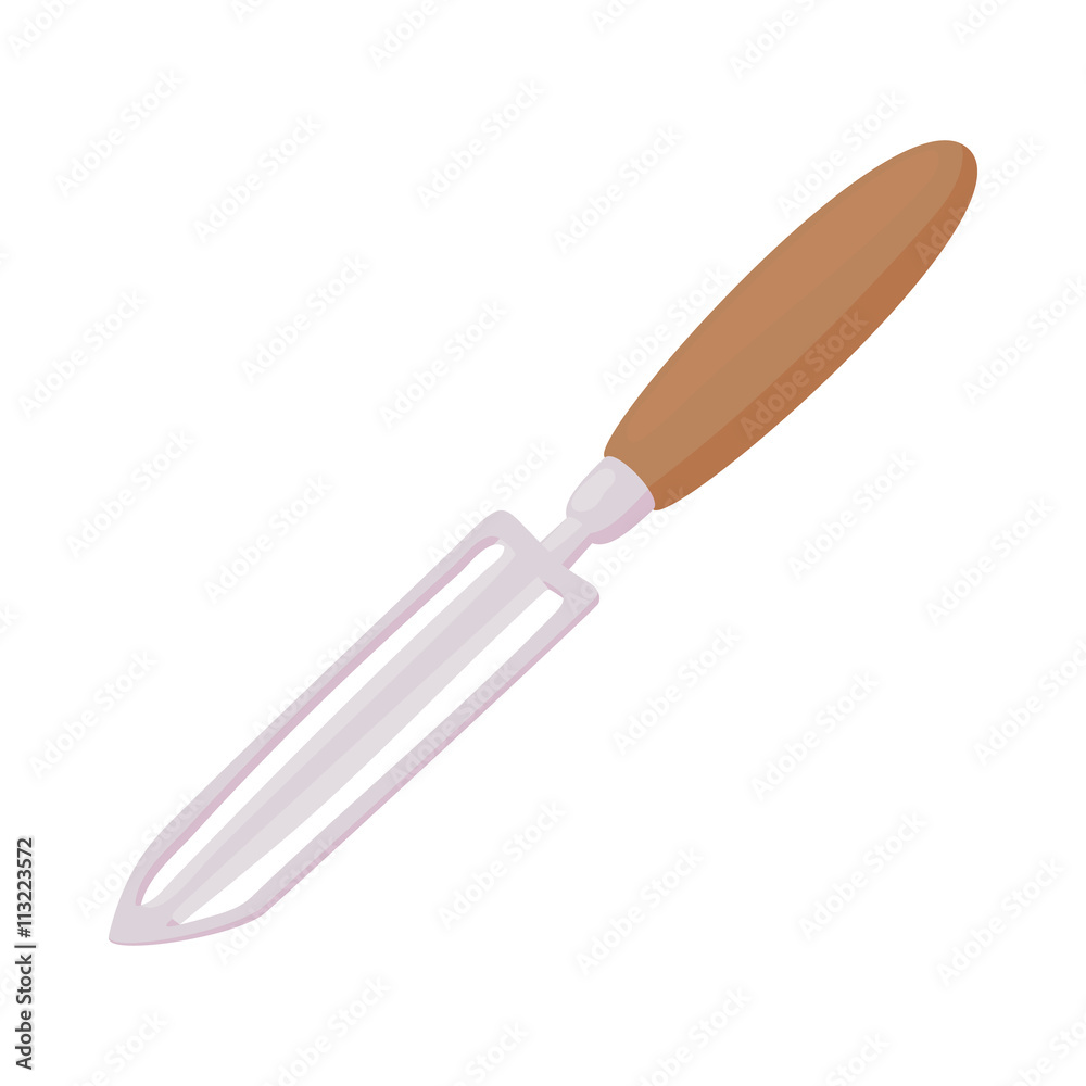 Potato peeler icon in cartoon style