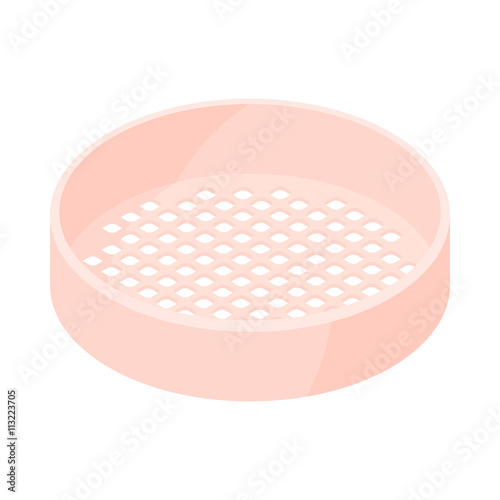 Wooden sieve icon, cartoon style