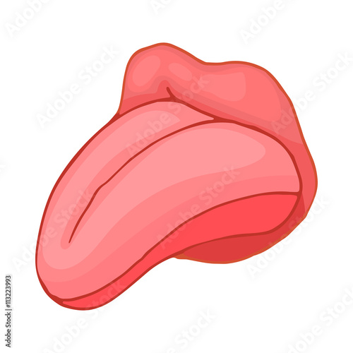 Human tongue icon, cartoon style