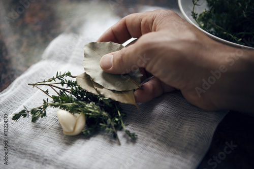 Man preparing herbal medicine