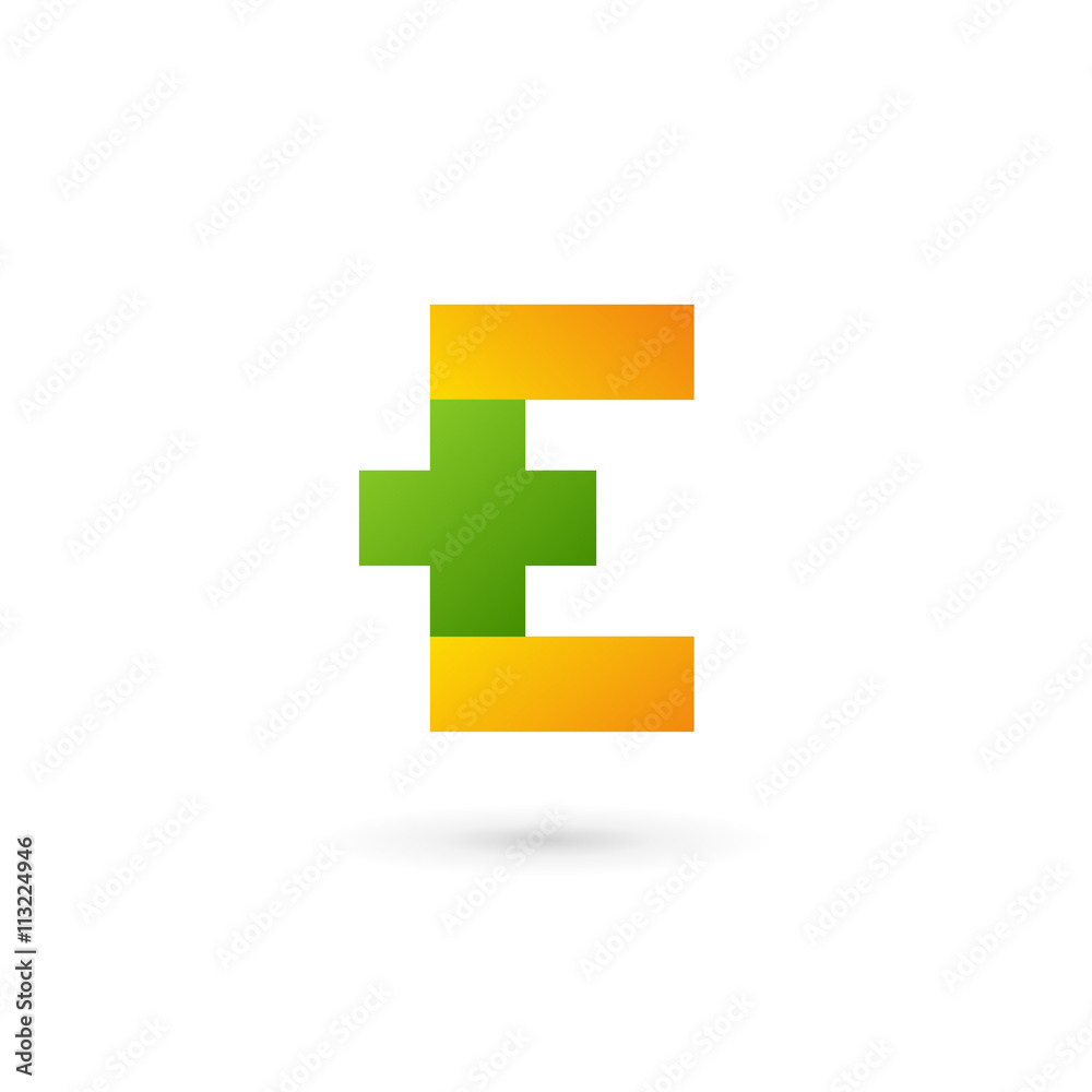 Letter E cross plus logo icon design template elements Letter E cross plus logo icon design template elements
