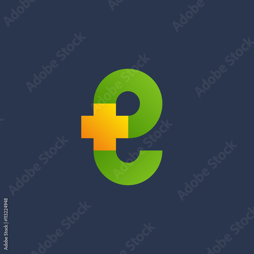 Letter E cross plus logo icon design template elements
