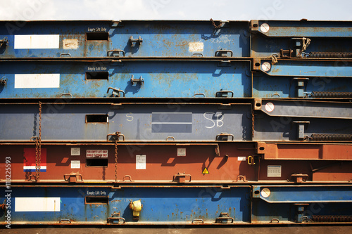 Stack of cargo container parts