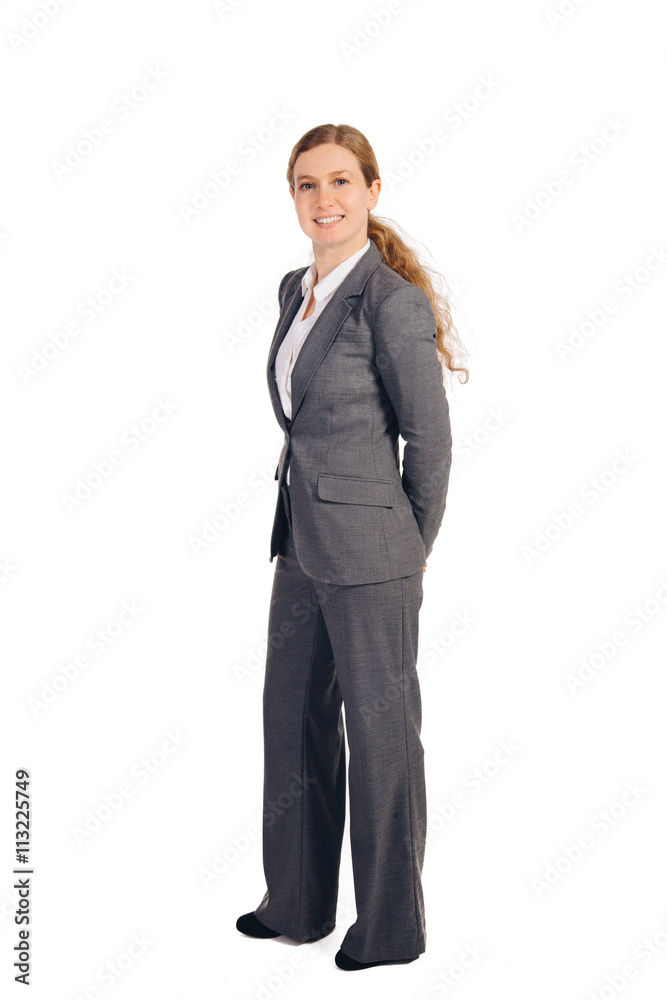 business woman with red hair standing isolated business woman with red hair standing isolated