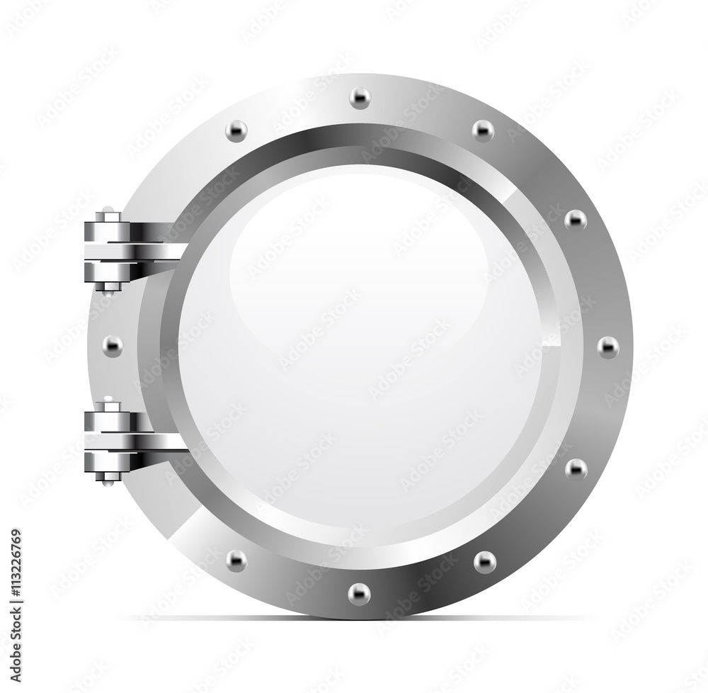 Obraz premium Statek iluminator metalowy na białym tle