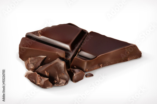 Dark chocolate pieces vector icon