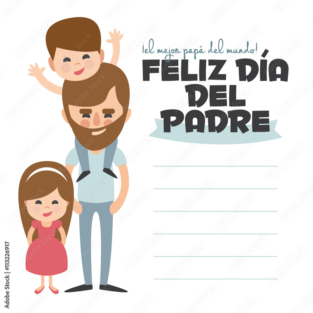 Happy Fathers day card. Vector Element Set. Dad with sons.
Happy Fathers day card. Vector Element Set. Dad with sons.