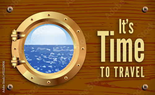 Porthole on wooden background