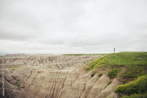 Woman looking at canyon