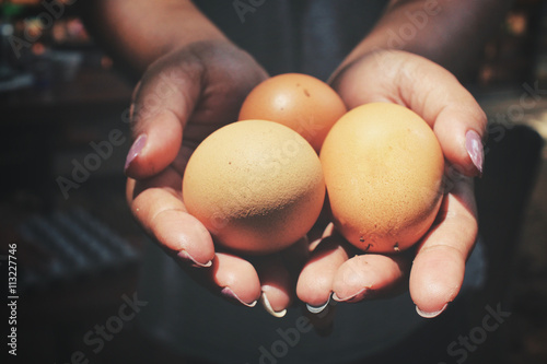 Eggs on hands