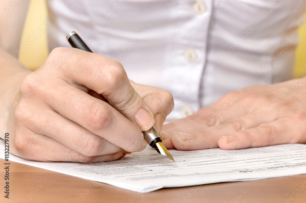 Women using the handle filling documents Women using the handle filling documents