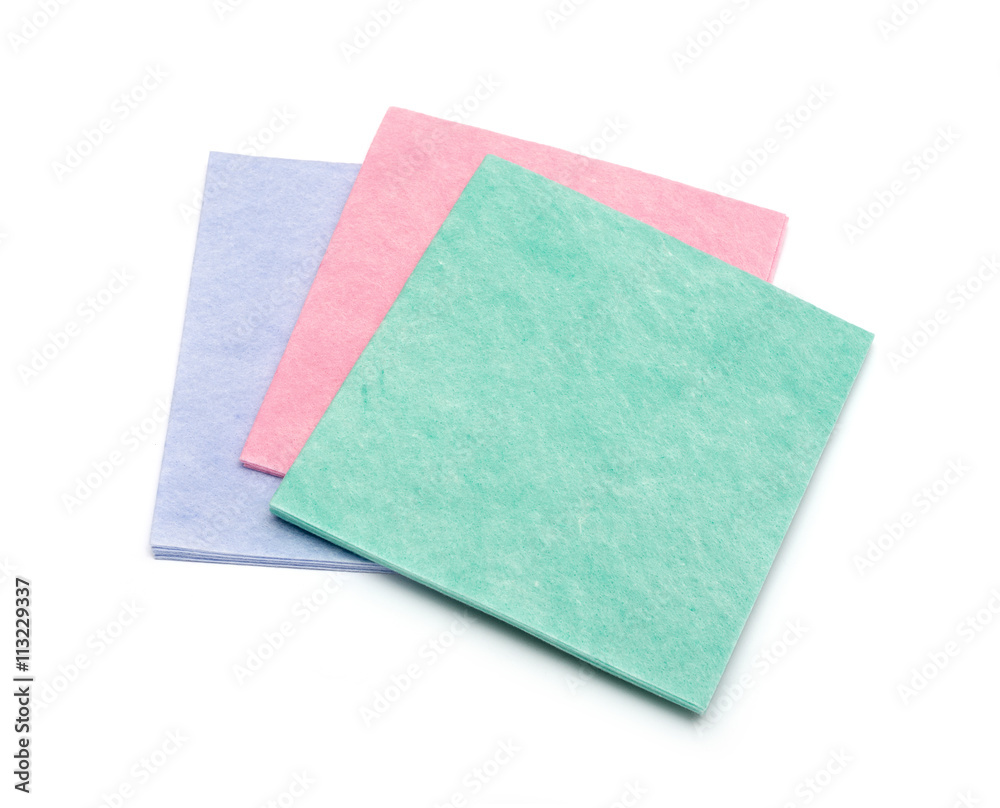 A stack of fabric napkins for household isolated on white A stack of fabric napkins for household isolated on white