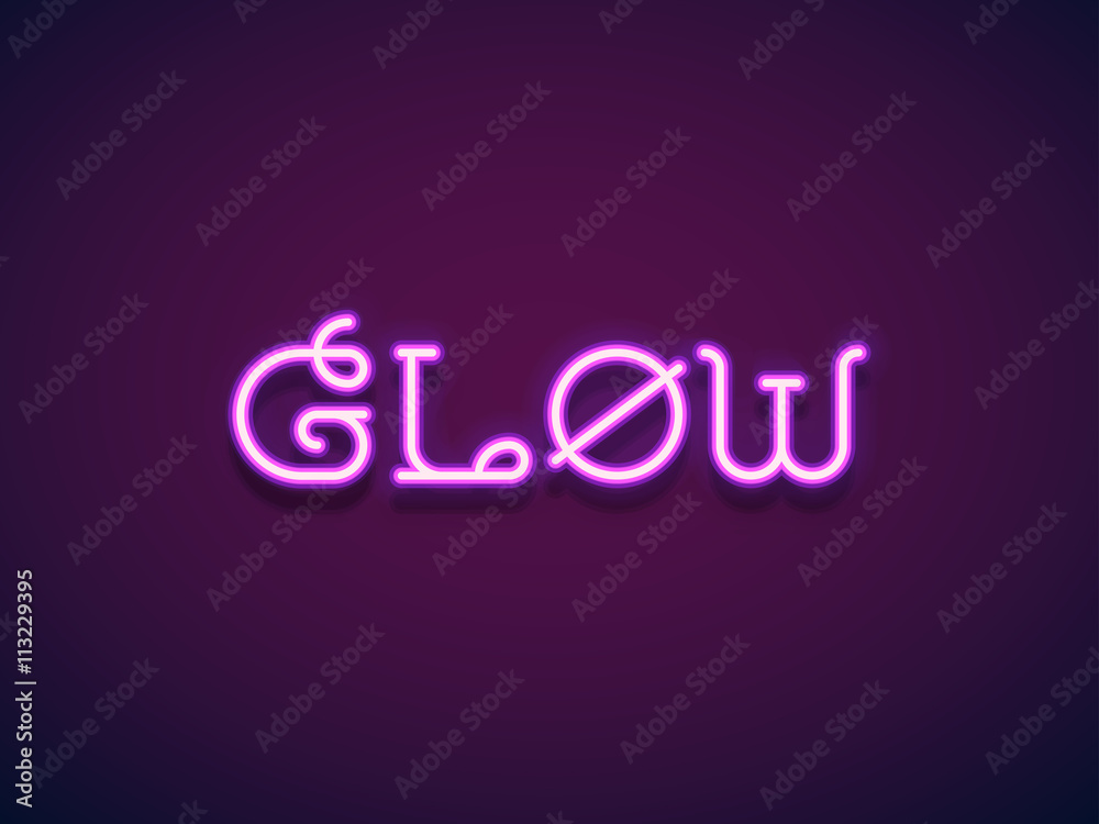 Neon tube hand drawn font. Script type letters on a dark background. Vector typeface for labels, titles, posters etc. Vector Lettering.