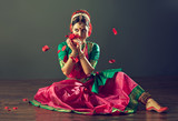 Beautiful indian girl dancer of Indian classical dance Bharatanatyam or Kuchipudi