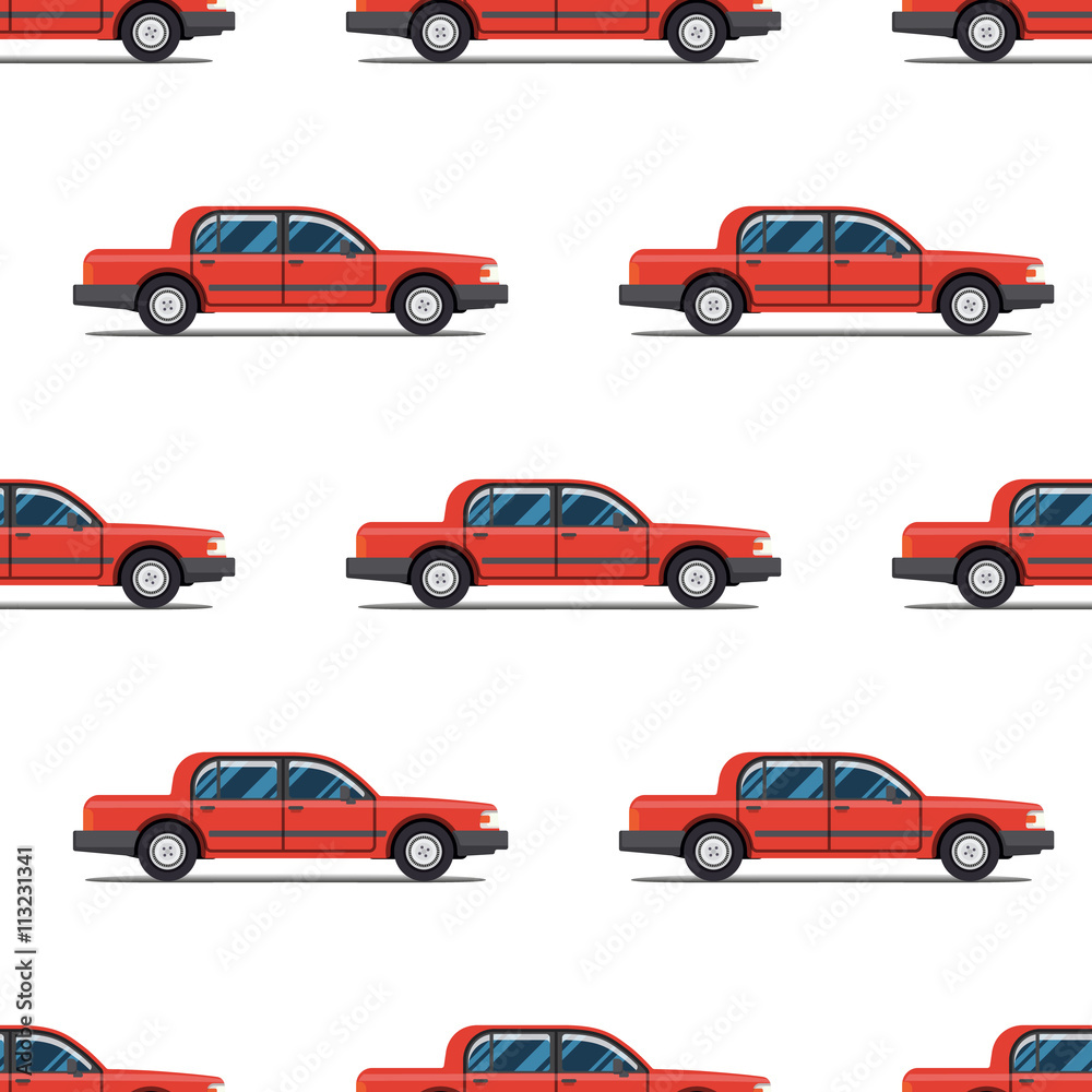seamless pattern of red cars Limo sedans