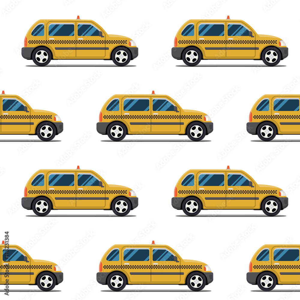 seamless pattern of yellow taxis