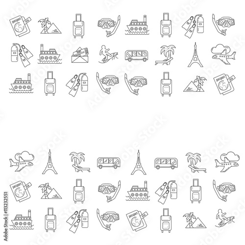 Vector set of travel icons Linear design