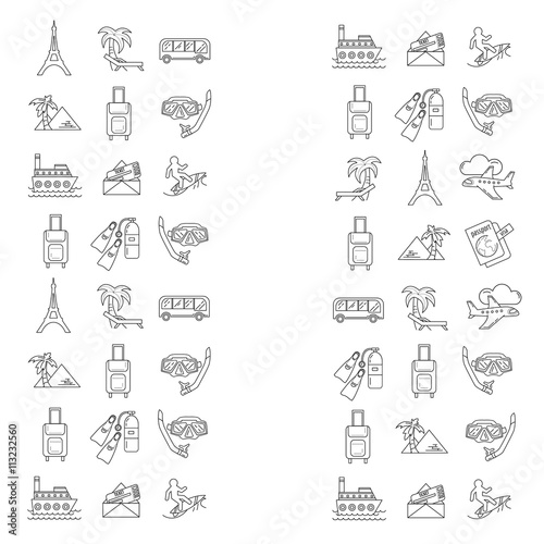 Vector set of travel icons Linear design