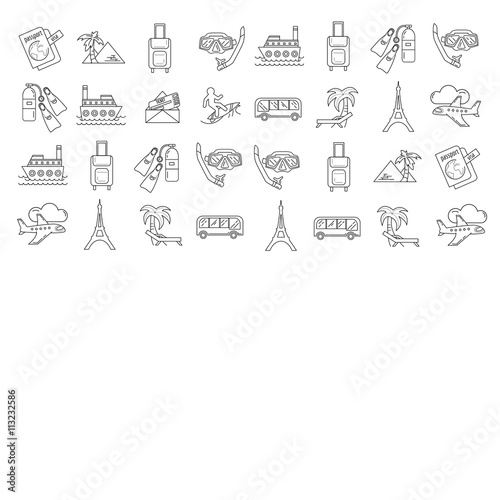 Vector set of travel icons Linear design
