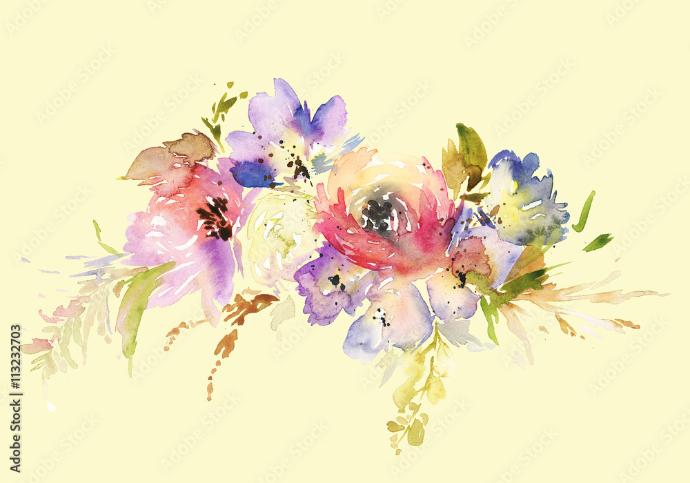 Obraz premium Flowers watercolor illustration