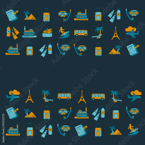 Vector set of travel icons Linear design