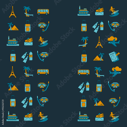 Vector set of travel icons Linear design