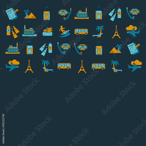 Vector set of travel icons Linear design