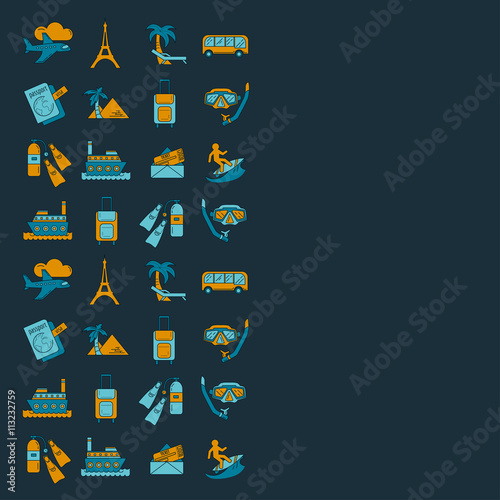 Vector set of travel icons Linear design
