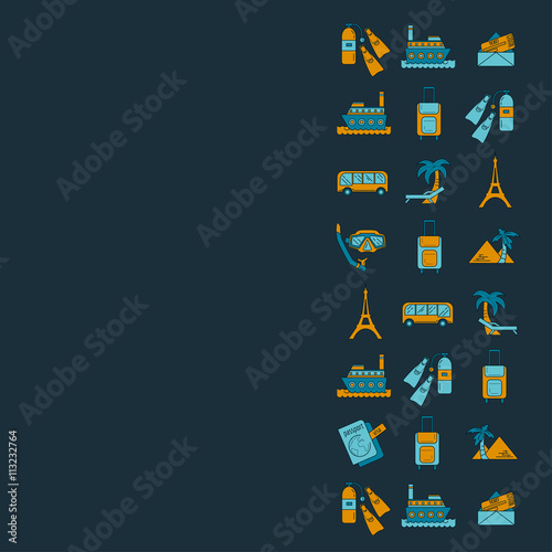 Vector set of travel icons Linear design