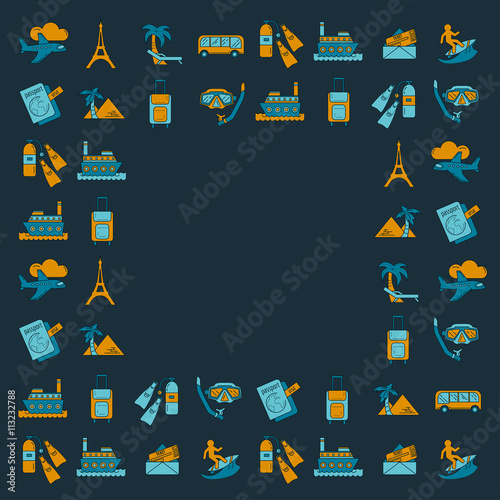 Vector set of travel icons Linear design