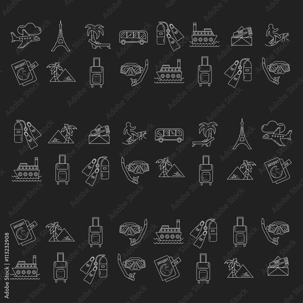 Vector set of travel icons Linear design Vector set of travel icons Linear design
