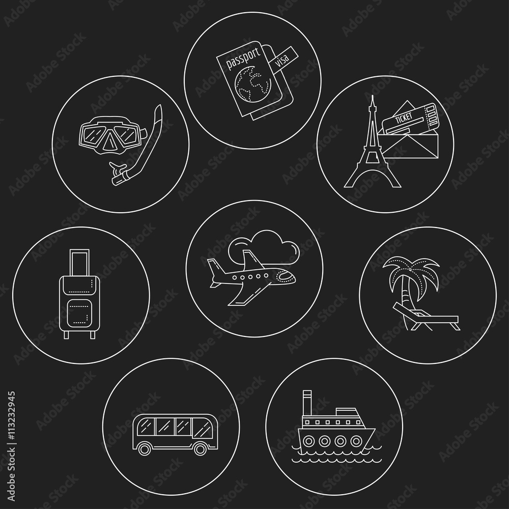 Vector set of travel icons Linear design Vector set of travel icons Linear design