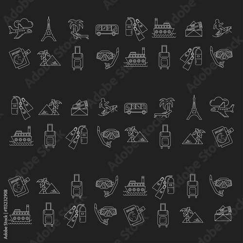 Vector set of travel icons Linear design