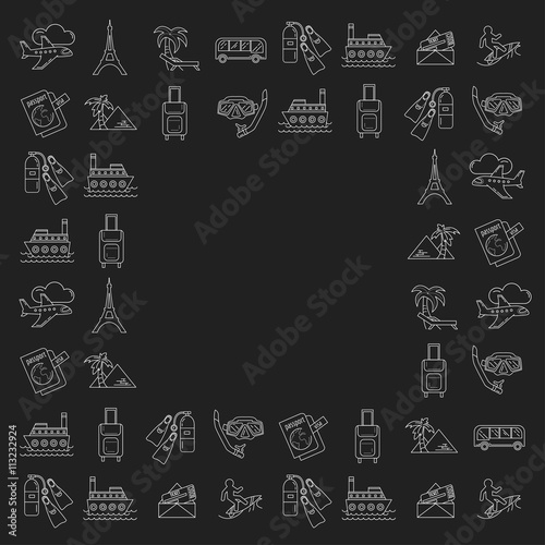 Vector set of travel icons Linear design