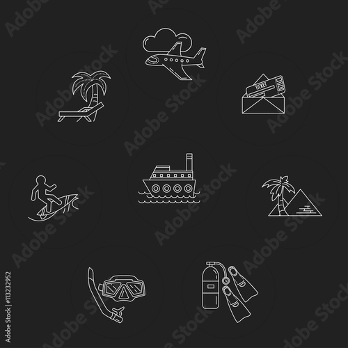 Vector set of travel icons Linear design