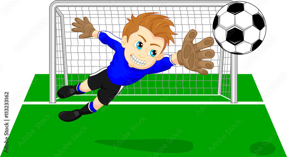 Fototapeta premium Soccer football goalie keeper saving a goal